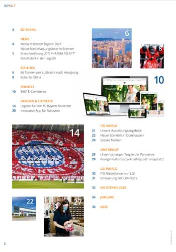 Erste Seite des ITG Motion Magazins No.21